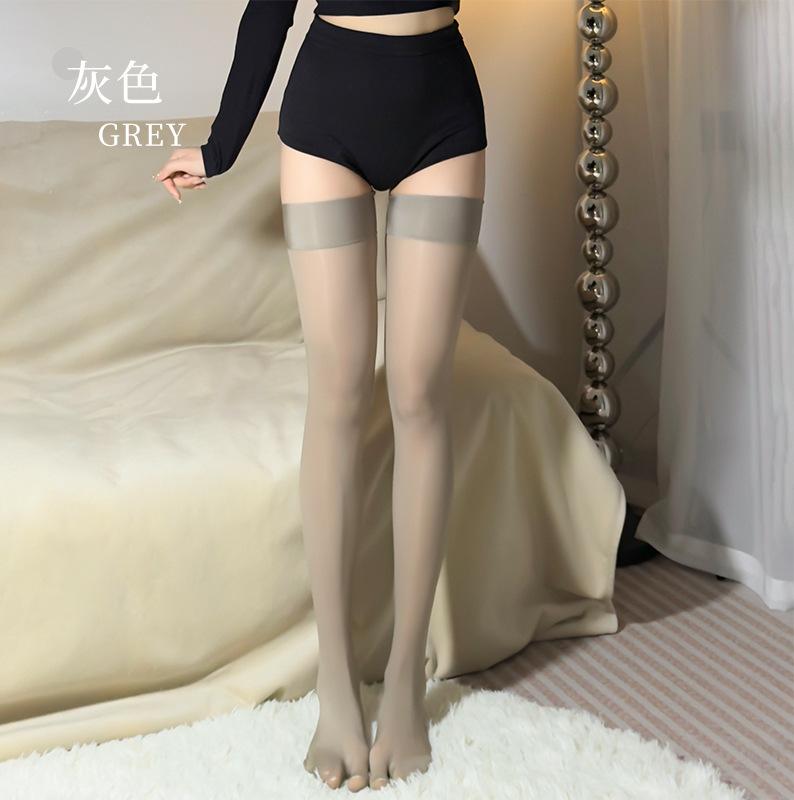 Glossy Thigh-High Toe Socks, Horse Oil Five-Toe Stockings, Ultra-Thin Shiny Over-Knee Black Hosiery for Women