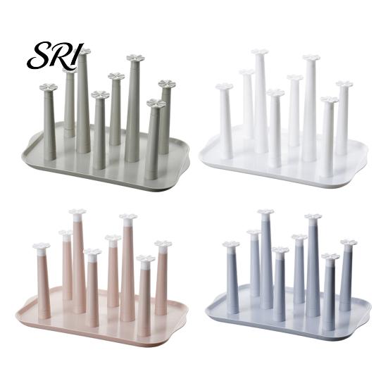 Cup Drying Rack for 6 Cups 6-Slot Plastic with Drip Tray Space-Saving Holder Countertop Organizer Mugs Glasses BPA-Free Kitchen Storage