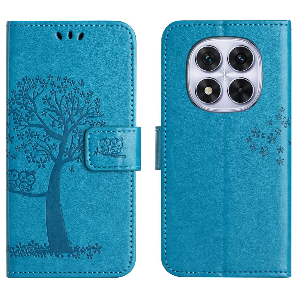 For Xiaomi Poco M8 Pro 5G/Redmi Note 15 Pro+ 5G (Global) Case PU Leather Owl Tree Imprinted Wallet Phone Cover with Strap