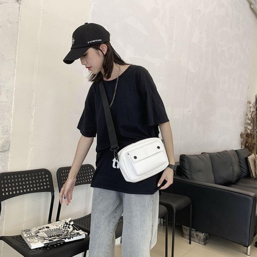Causal PU Crossbody Bag Large Capacity Sports Shoulder Bag Simple Square Message Bag  Unisex