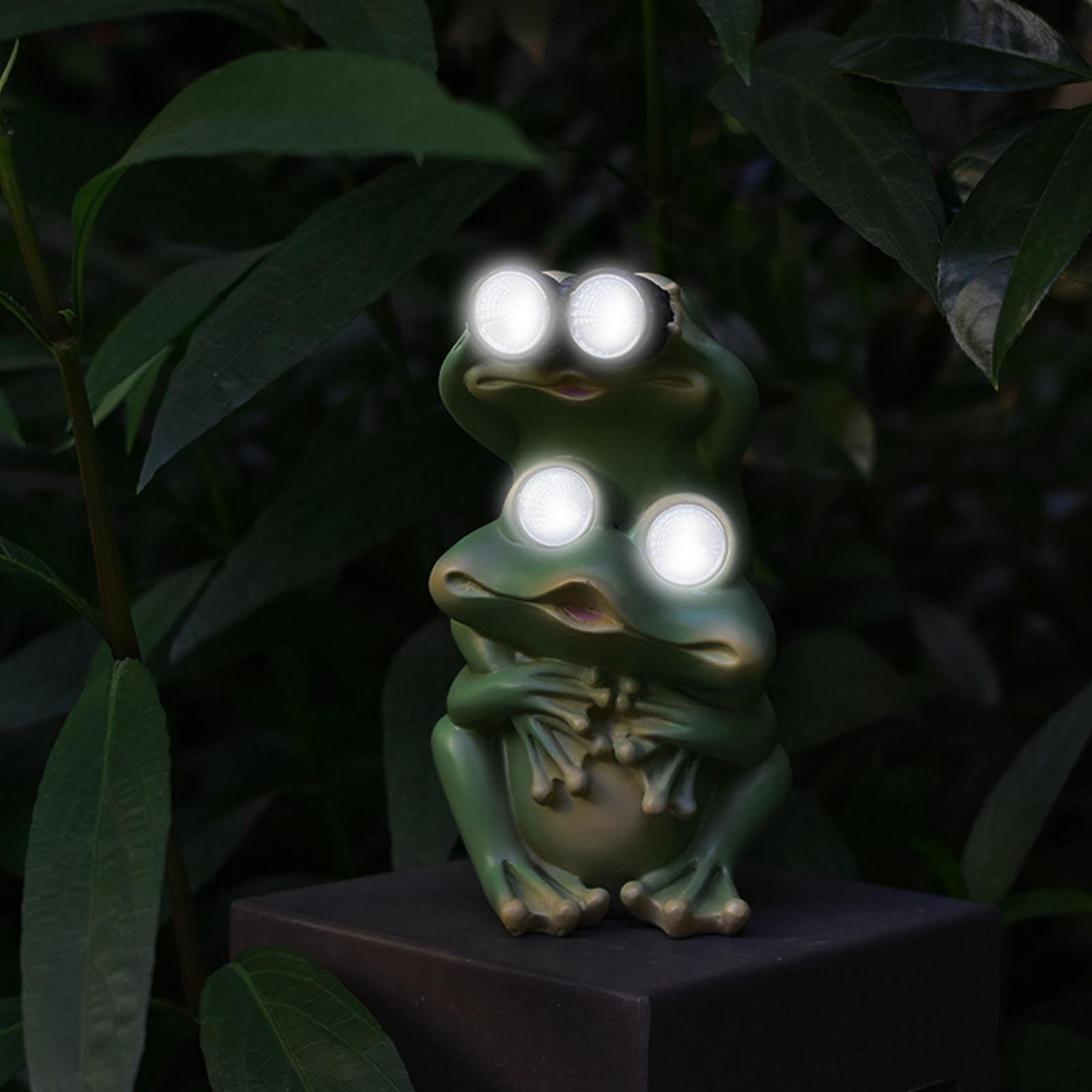 

Садовая солнечная статуя, светодиодные фонари, украшение для газона, уличный домашний художественный декор, фигурка животного из смолы для женщин Frog 9x9x17cm