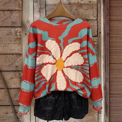 Blumen 3D Kunstfell Vollprint Hoodie - Europäisch & Amerikanisch Herbst/Winter Rundhals Oberteil