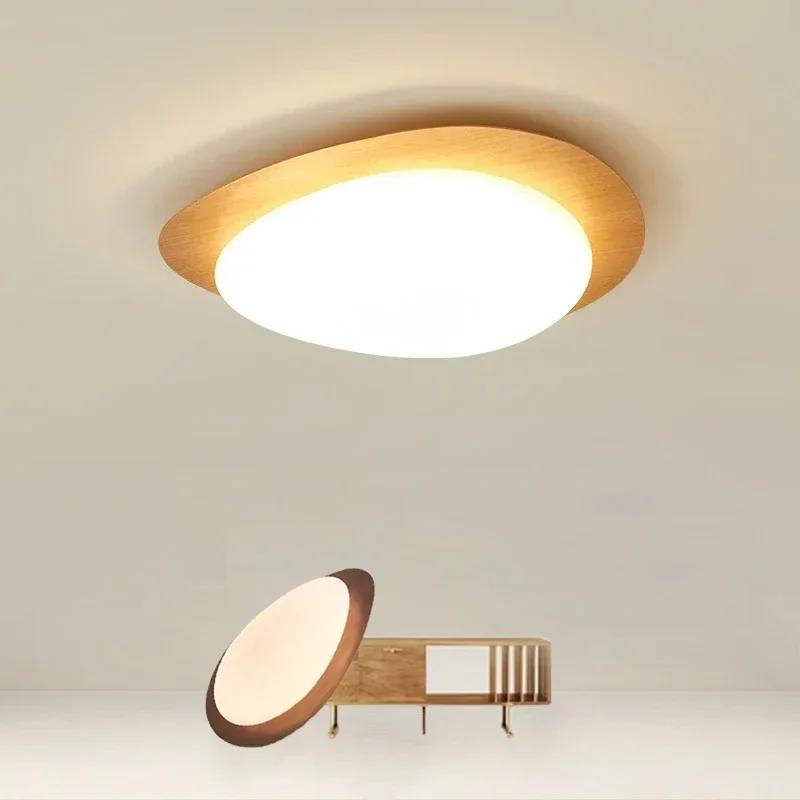 Nordic LED Wooden Ceiling Light For Living Room Bedroom Study Pebble Acrylic Entrance Hallway LED Indoor Decor Ceiling Lamps