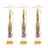 STONEGO 1PC/6PCS High-speed Steel Composite Taps Titanium-plated Spiral Machine-use Open Hole Tapping Chamfering Integrated Taps