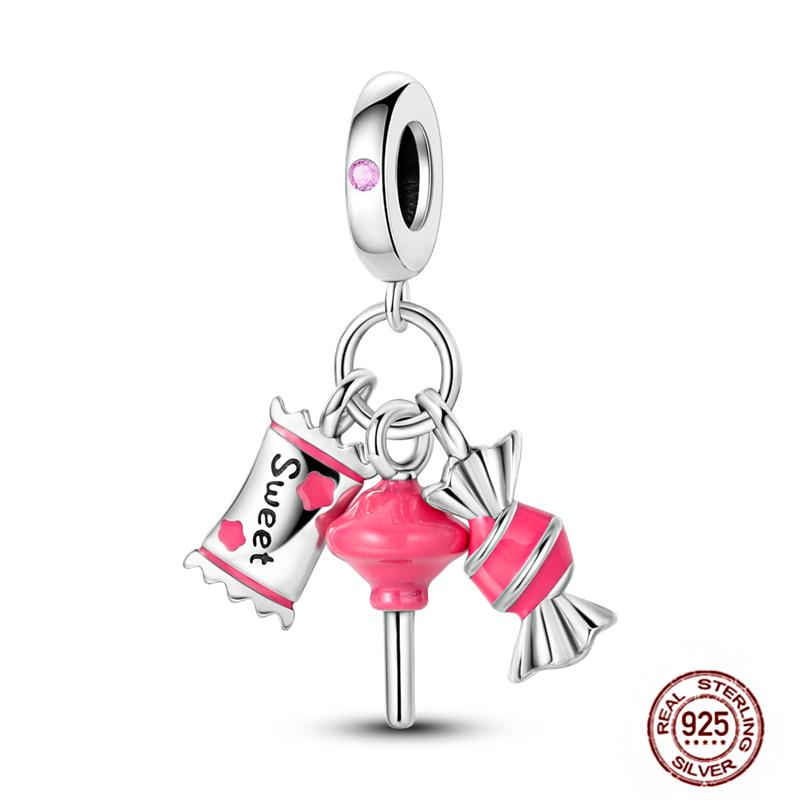 Fruit Food Charms Plata De Leyoriginal Strawberry Avocado Dessert Cake Charm Beads For Women Bracelet Accessory Diy Jewelry