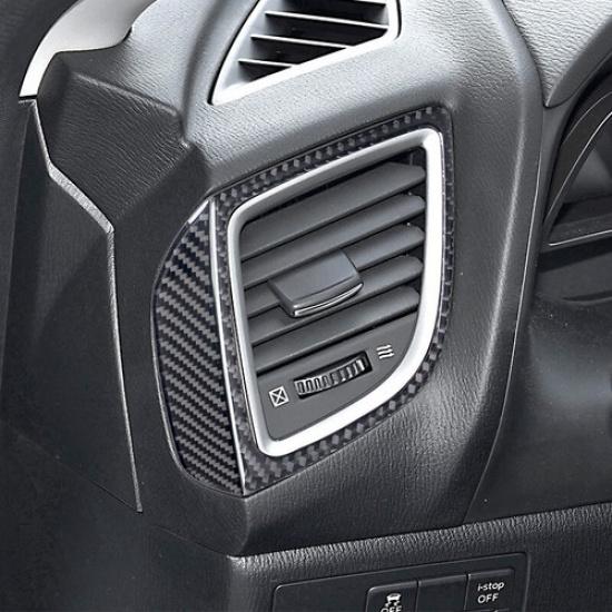 Carbon Fiber Front Left & Right Air Vent Outlet Cover Trim For Mazda 3 2014-2018