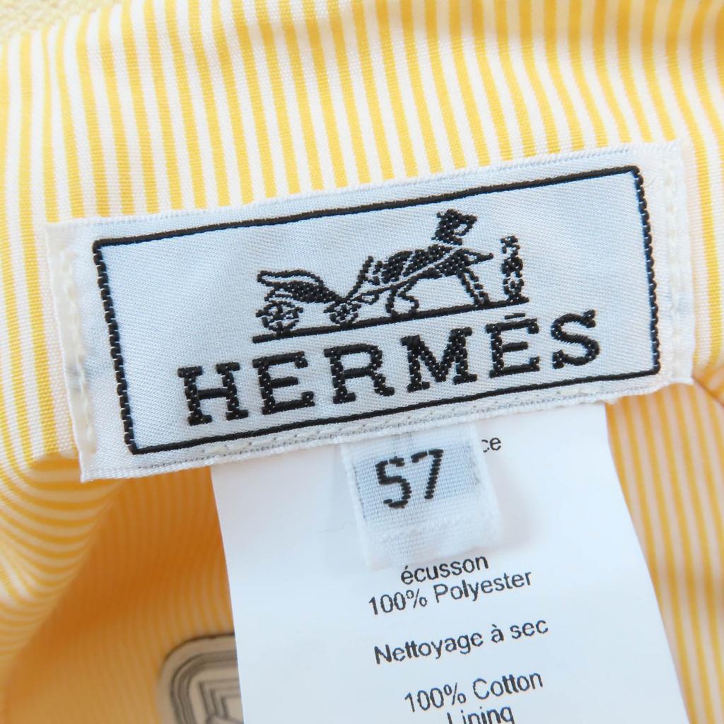 Excellent HERMES hat Calvi Serie Metal Bucket Hat yellow cotton Women 57 Used