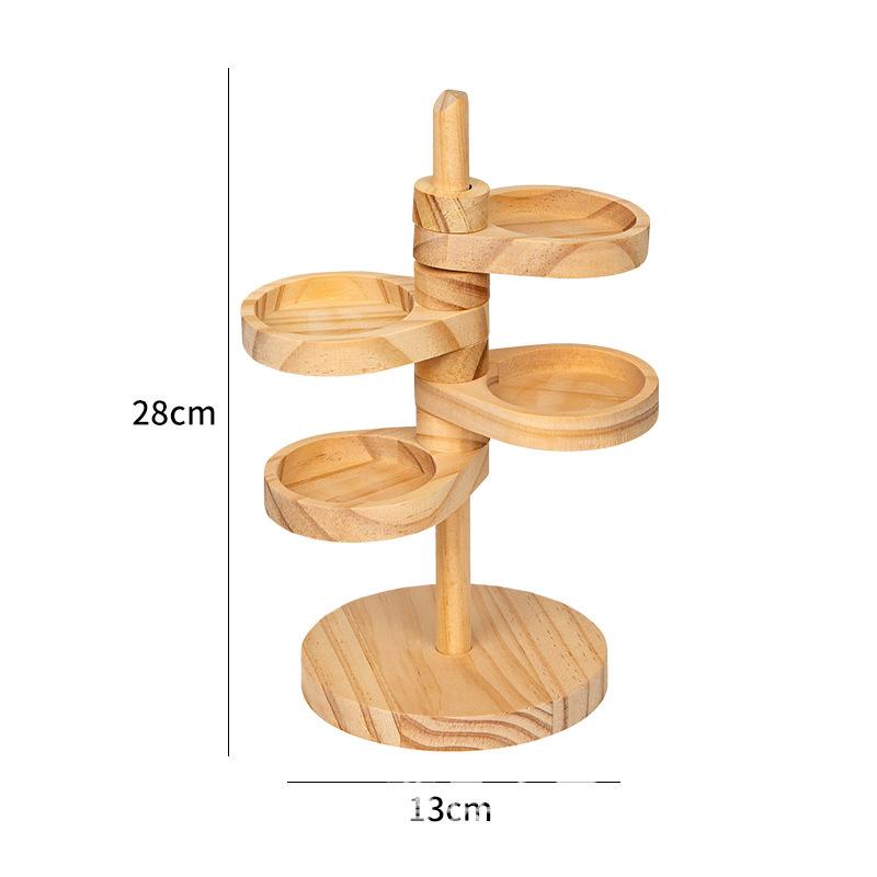 Wooden Multi-Layer Rotatable Storage Rack Entry Door Key Storage Rack Creative Solid Wood Desktop Accessories Storage Box Home