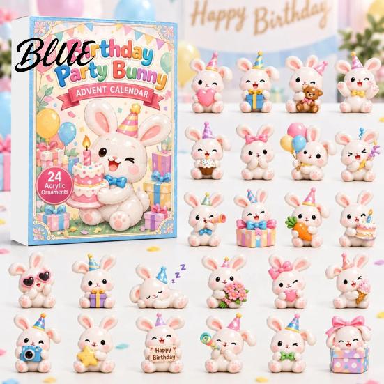 Acrylic Rabbit Advent Calendar 2026 Bunny Calendar, 24 Days Ornaments Christmas Countdown Birthday Party Favors 2D Flat Cute Animal Pendants for Xmas