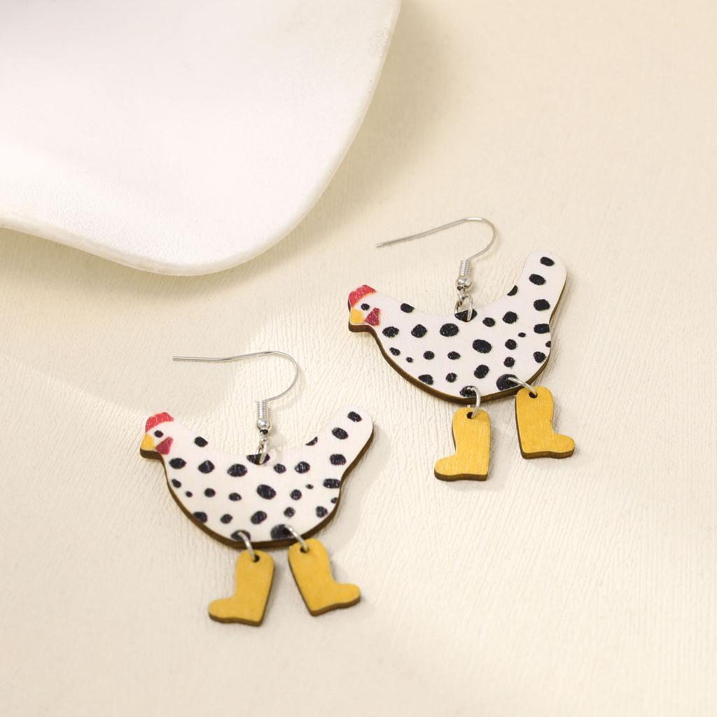Custom Environmentally Friendly Acrylic Earrings, Cartoon Color Hen-Shaped Earrings Earrings.