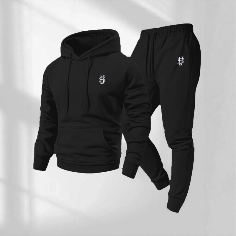 Mens Oversized Hooded Sweatshirt Set Casual Sportswear Winter Warm Fleece Lined Tracksuit
