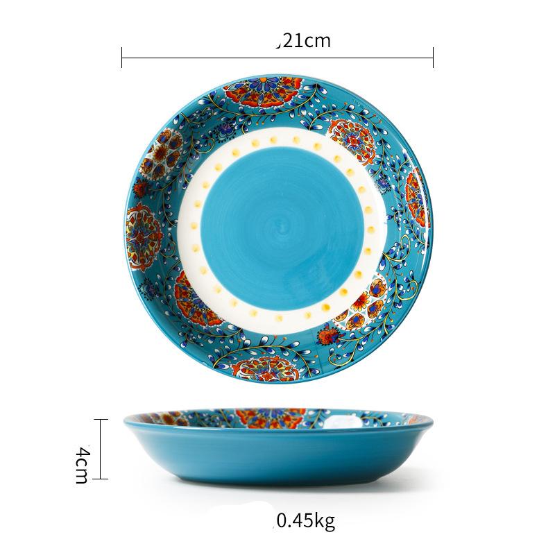Creative Salad Plates,Soup Plates,Hand-Painted Ceramic tableware,Pasta Bowl Serve Porcelain Dishes Large 8inch