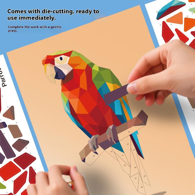 1 Sada Zvířecí Kognitivní Trénink Osvícení Hračka Samolepky 3D Geometrické Koláže Dětské Puzzle Zlepšit Soustředění Ručně Vyráběné Samolepky