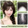 Women's Real Hair Wig Pieces - Human Hair Top Hairpiece with Fake Bangs