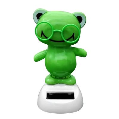 Solar Powered Shaking Head Frog Doll Car Ornament Cartoon Dancing Animated Doll Automobile Dashboard Decoration Car Accessories