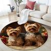 Two Yorkshire Terriers Pattern Round rug,Carpet Rug for Living Room Bedroom Sofa Playroom Decor,Non-slip Floor Mat,Holiday Gifts and Birthday Gifts