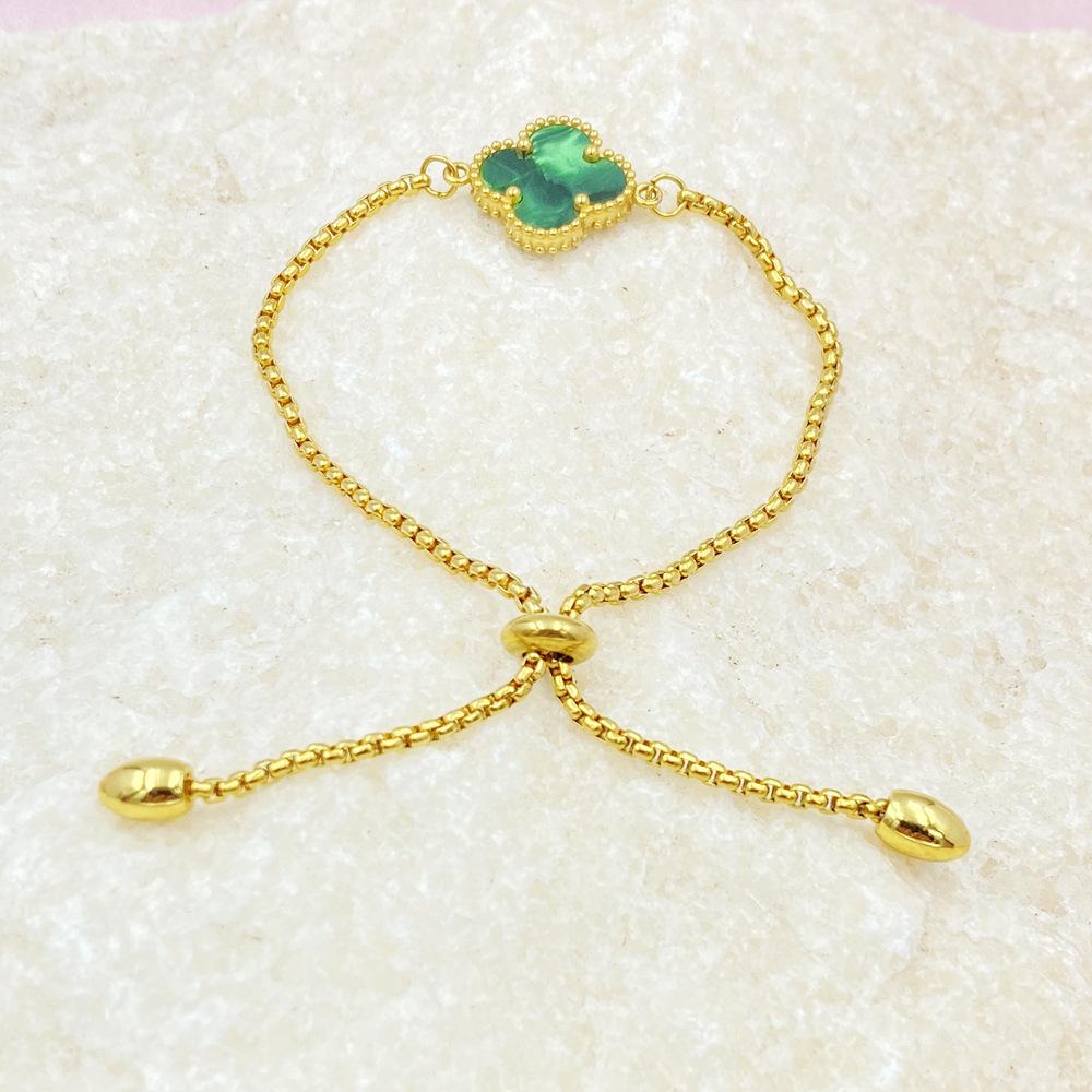 

Браслет с застежкой-активностью в виде цветка с четырьмя лепестками 15 мм, модный браслет из титановой стали 18 карат с четырехлистным клевером без потери цвета