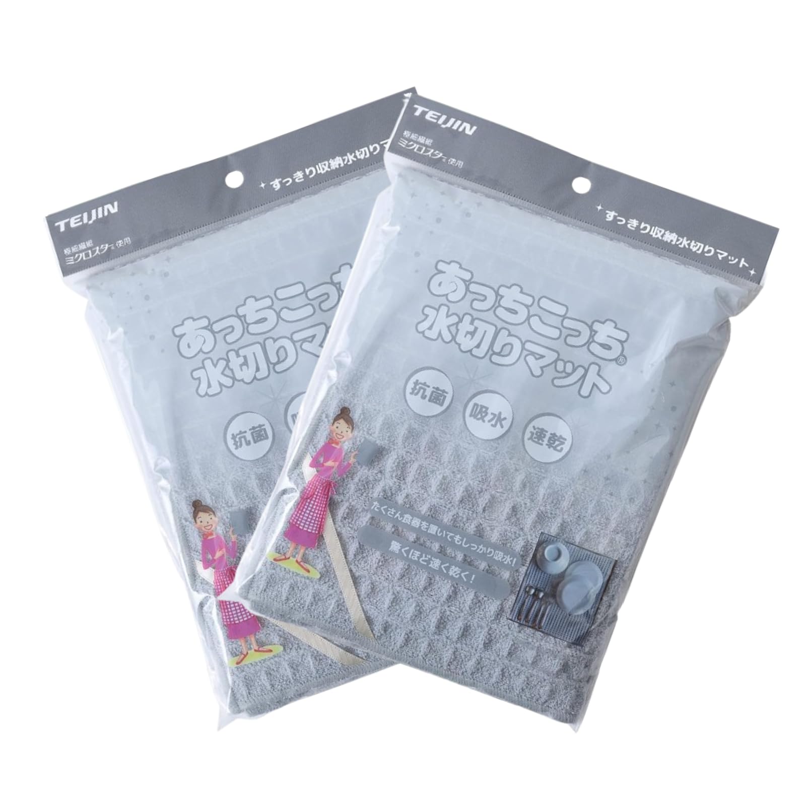 

Teijin Atchi Kocchi Набор для сушки 40 см x Сушка посуды Сделано из Microstar 2 Коврик, 2, 45 см, Серый, Коврик, Япония, Впитывающий, Быстросохнущий, Антибактериальный, серый