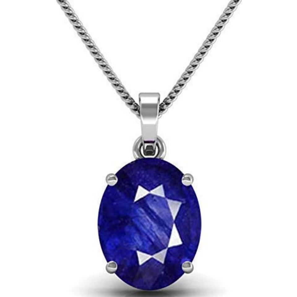 

3,25 Ratti Blue Sapphire Neelam Silver Whith White matel Подвеска Медальон Раши Ратан Драгоценный камень для мужчин и женщин