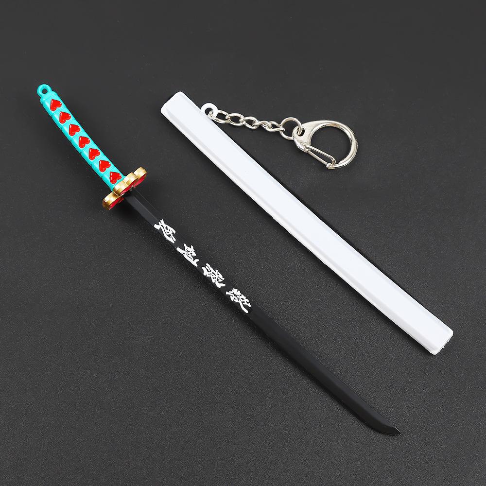 Demon Slayer Tanjiro Giyu Shinobu Nichirin Sword Keychain with Sheath, 17cm Alloy Model
