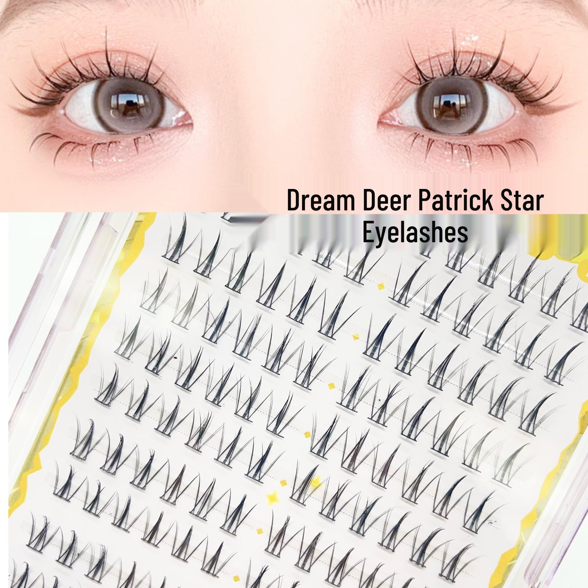Dream Deer Patrick Star Natural Three-Part Segmented False Eyelashes with Fine Black Stem