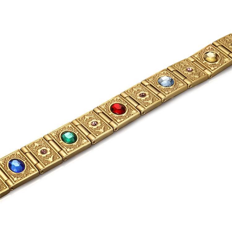 Schweres Punk Goldfarben Edelstahl Bio-Energie Kettenarmband Herren Wonen HipHop CZ Zirkon Gesundheit Magnetisches Armband Schmuck