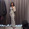 Europejska i amerykańska odzież damska nowa moda nadruk kropki kropki dopasowany krój ekspozycja casualowa sukienka długa spódnica