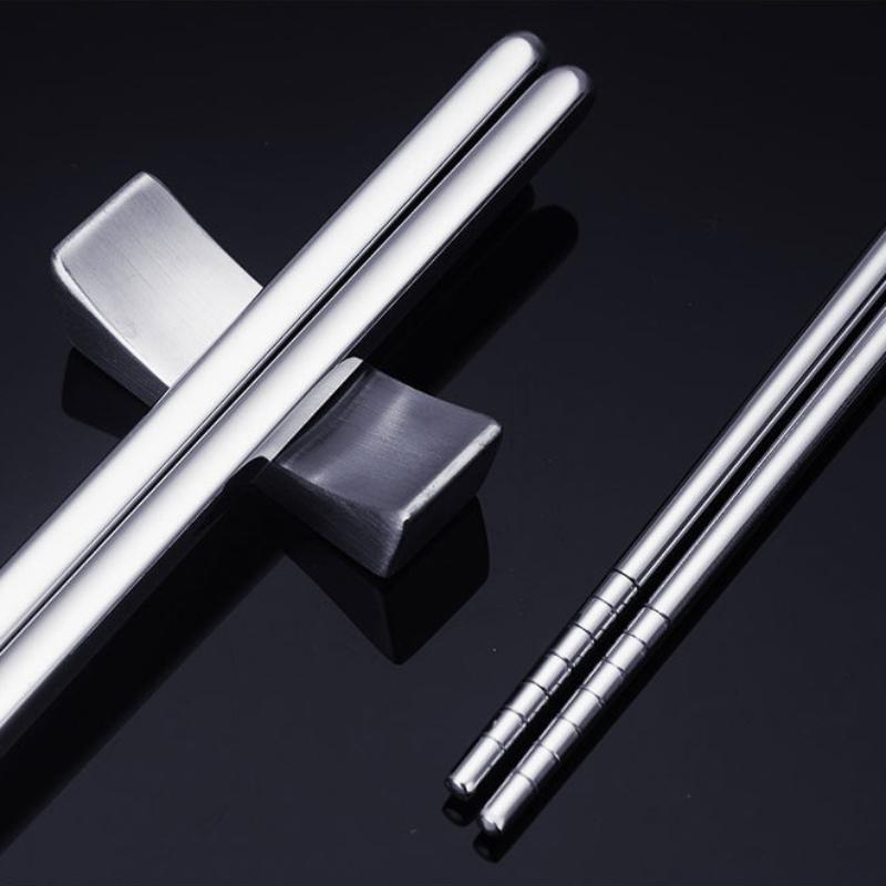 1Pair Stainless Steel Chopsticks Non Slip Tip Heat Resistant Reusable Dishwasher Safe For Home Asian Restaurant Daily Use