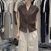 High-end European goods 1116 summer new V-neck single-breasted design sleeveless vest, vest, shirt, blouse
