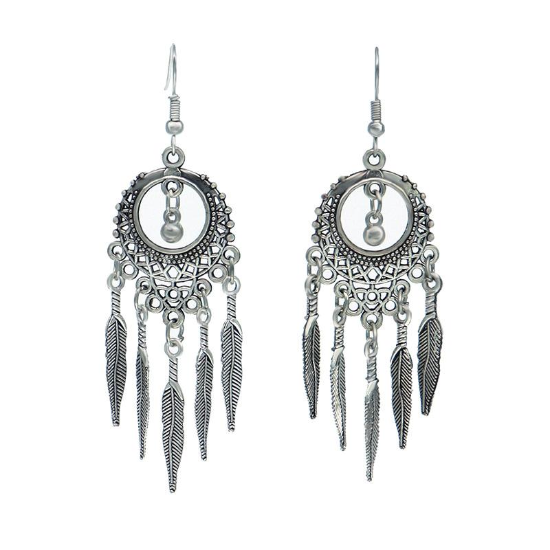 Vintage Bohemian Earrings Female Pop Versatile Fringed Earrings Minority Wind Leaf Ear Jewelry