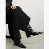 Krazing Pot Cow Skin Microfiber Pointed Toe Med Heels Over-the-knee Boots Size 46 Size 45 Slip on Plus Size Women Keep Warm Long Boots