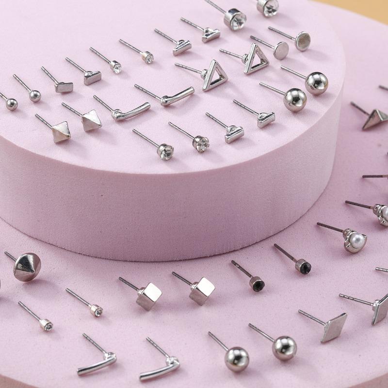Earrings Set Geometric Earbone Studs Earrings Alloy Earrings Women's Small Stud Earrings Trinkets Stall Earrings