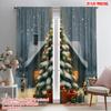 2pcs,2D Plane Printing Window Curtain Christmas Tree Snow Gifts_b (2) Polyester Fabric (without Rod) All Seasons Perfect for