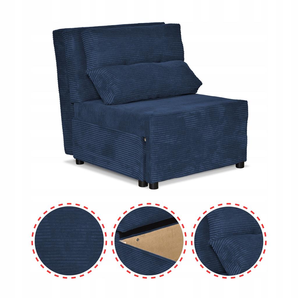 Fold-out Armchair Sleeping Function KIMO Bedding Container Family Furniture Navy Blue