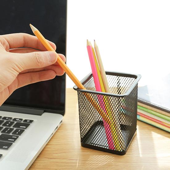 Metal Hollow Pen Pencil Holder Vase Pot Tidy Stationery Storage Desk Container