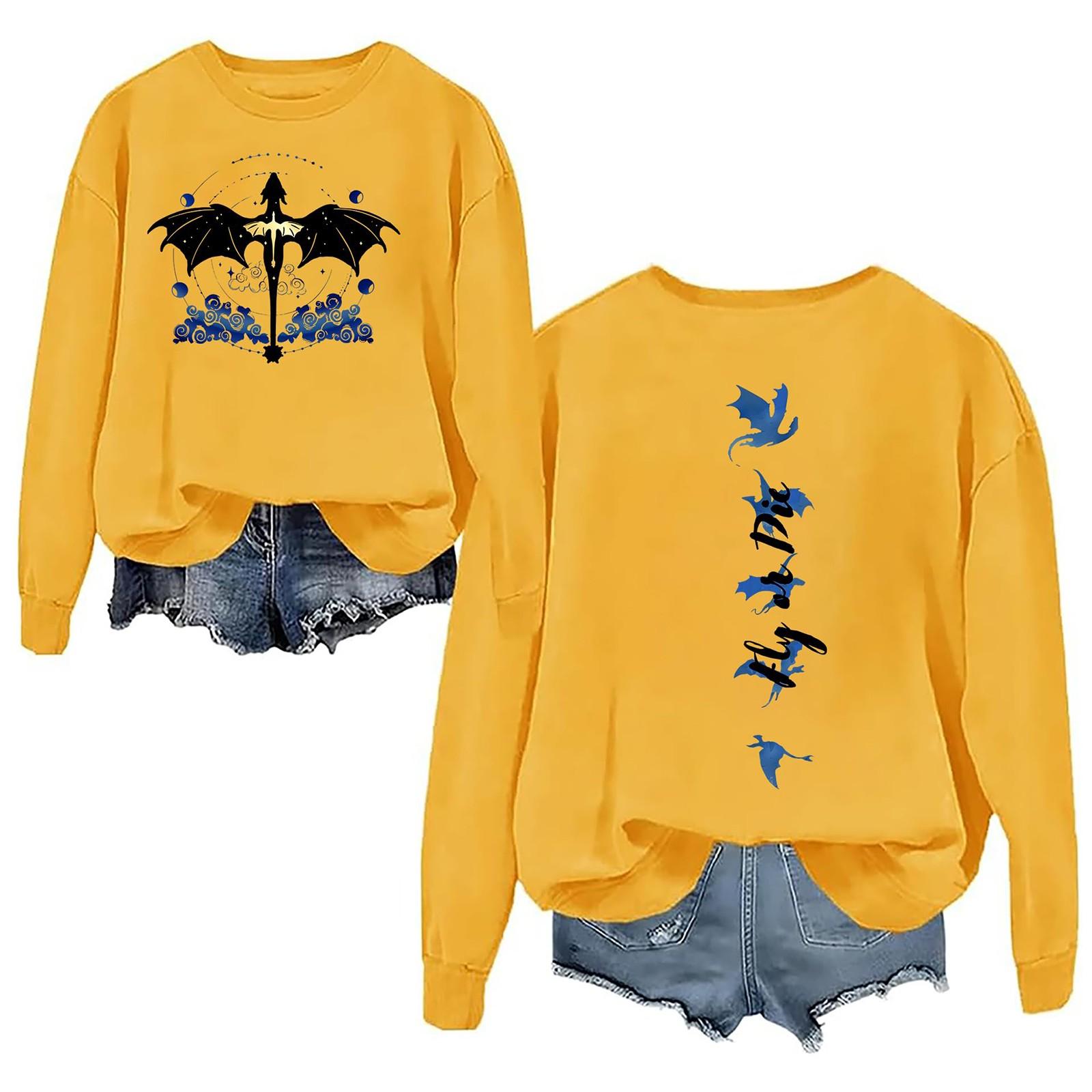 

Женская мода повседневная толстовка с круглым вырезом и длинным рукавом с принтом XXXL оранжевый