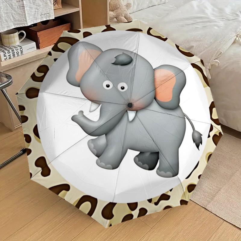 

1pc Safari Elephant Print Automatic Folding Umbrella, 8 Ribs Iron Frame, Suitable for Outdoor Travel and Daily Use yy251120253