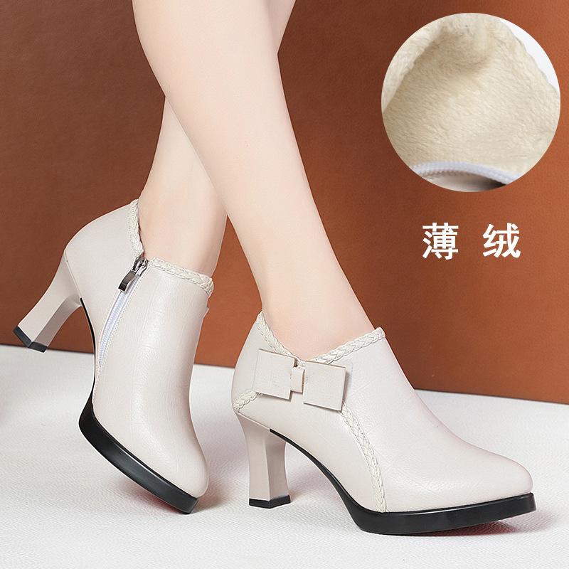 Módní dámské lodičky Luxusní černé vysoké podpatky Módní kulatá špička Silný podpatek Dámské boty Kancelářská dáma Pracovní podpatky