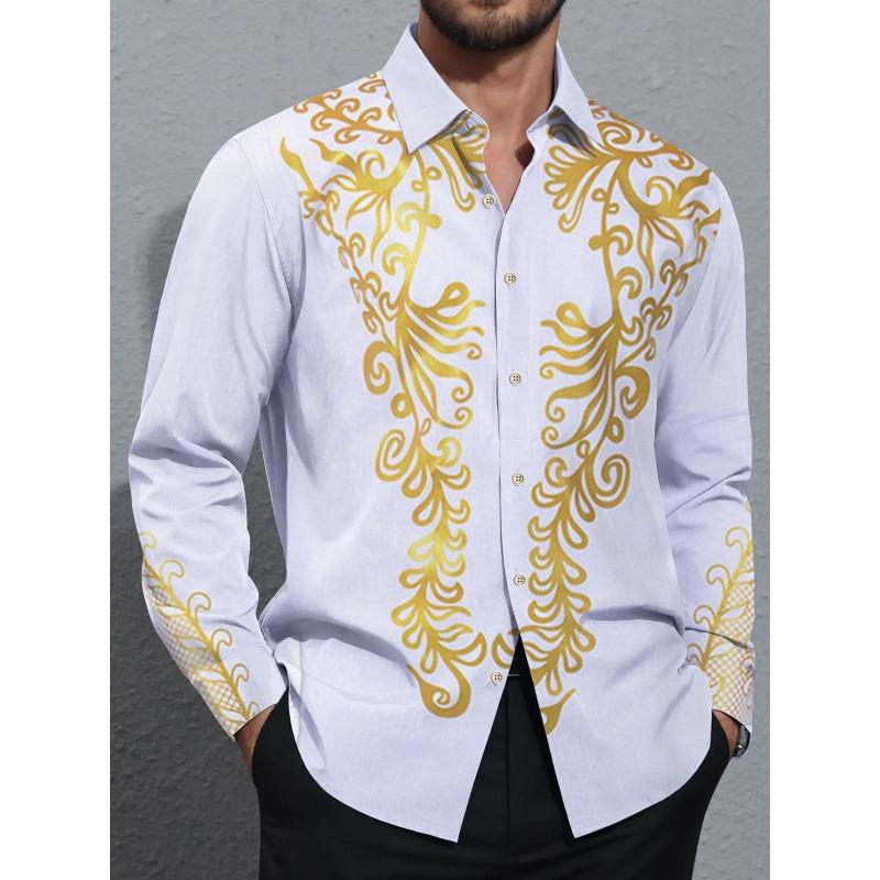 Men's Shirts, Button Down Shirts, Casual Shirts, Spring and Summer, Printed Long Sleeves, Daily, Fashionable, Comfortable