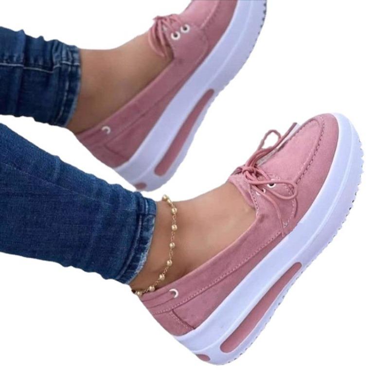 Spring Solid Color Single Shoes Platform Front Lace-up One-pedal Women's Shoes