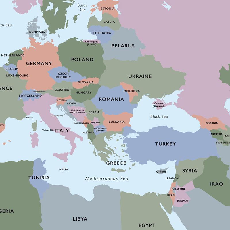 Grande Poster Mappa del Mondo Arte da Parete per Decorazione Aula e Ufficio di Casa, Mappa Politica del Mondo Dettagliata Aggiornata al 2026 per Viaggi e Uso Educativo