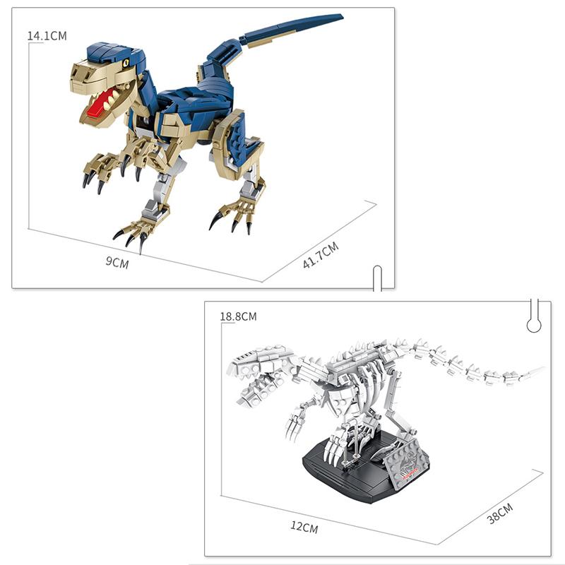 Jurassic Park Spielzeug Dinosaurier Fossil Velociraptor Tyrannosaurus Skelett Modell Bausteine Ziegel Kits Geburtstag Geschenk für Kinder Kinder