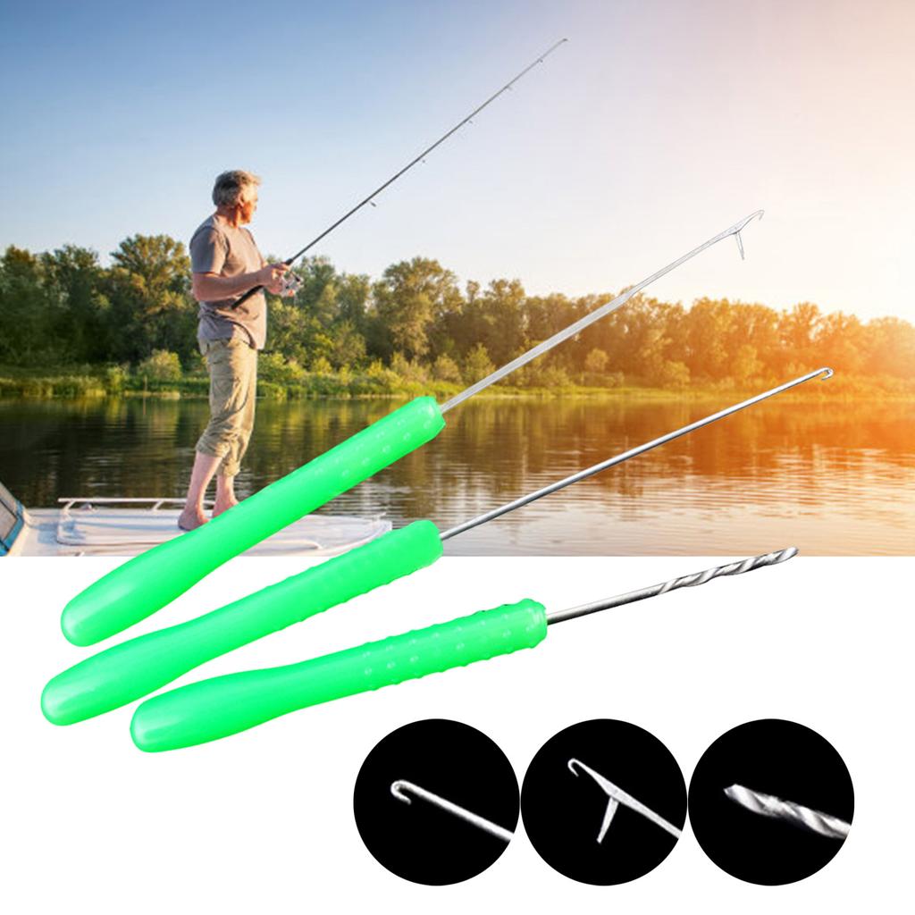 3 st bete boilie borr strängare krok nål bärbar karpfiske splitsningsnål bete borr nål betningsrigg nålar