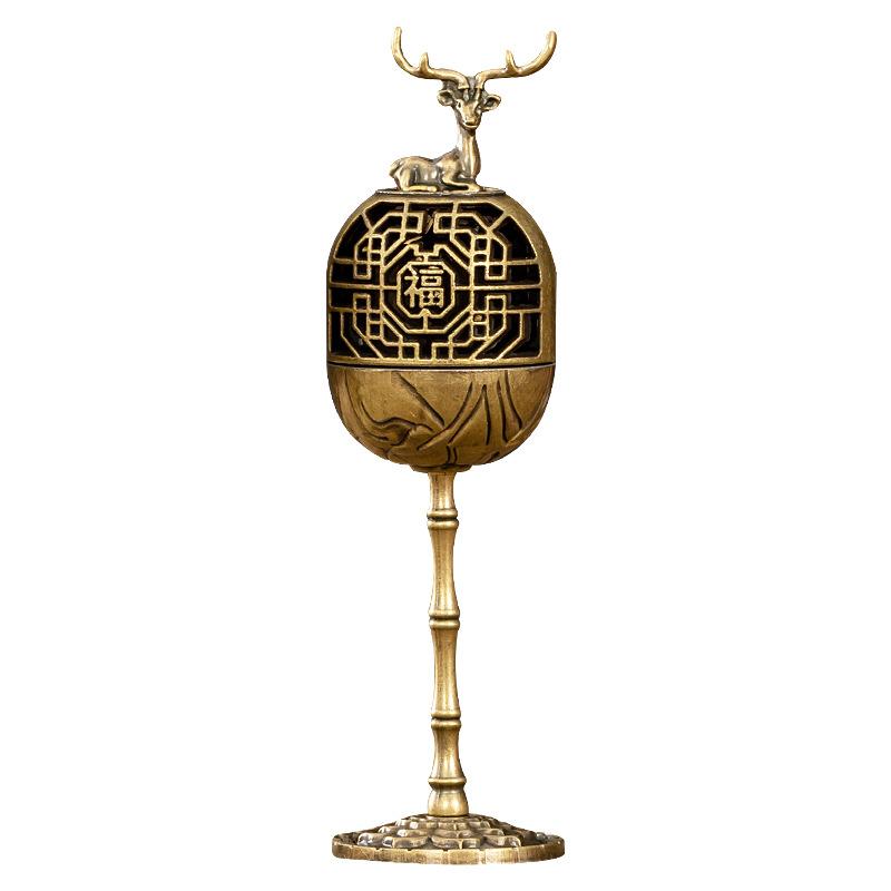 Bruciatore di Incenso Retro in Lega Intagliato Bruciatore da Interni a Piede Alto Accessori Aroma per la Casa Decorazione della Stanza Diffusore di Aroma Antico Cinese