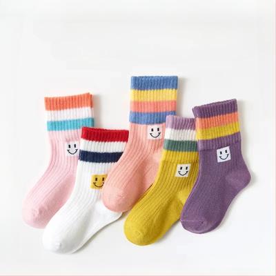5 Pares Calcetines Altos de Poliéster de Alta Gama para Niñas Arcoíris No Destiñen No Hacen Bolitas Calcetín Accesorios para Niños 1-16 Años