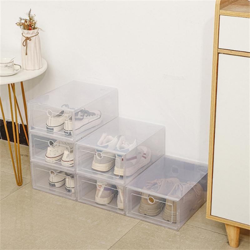 1/6PCS Foldable Transparent Shoes Case Storage Box Thickened Drawer Case Shoe Boxes Stackable Box Shoe Organizer Dustproof