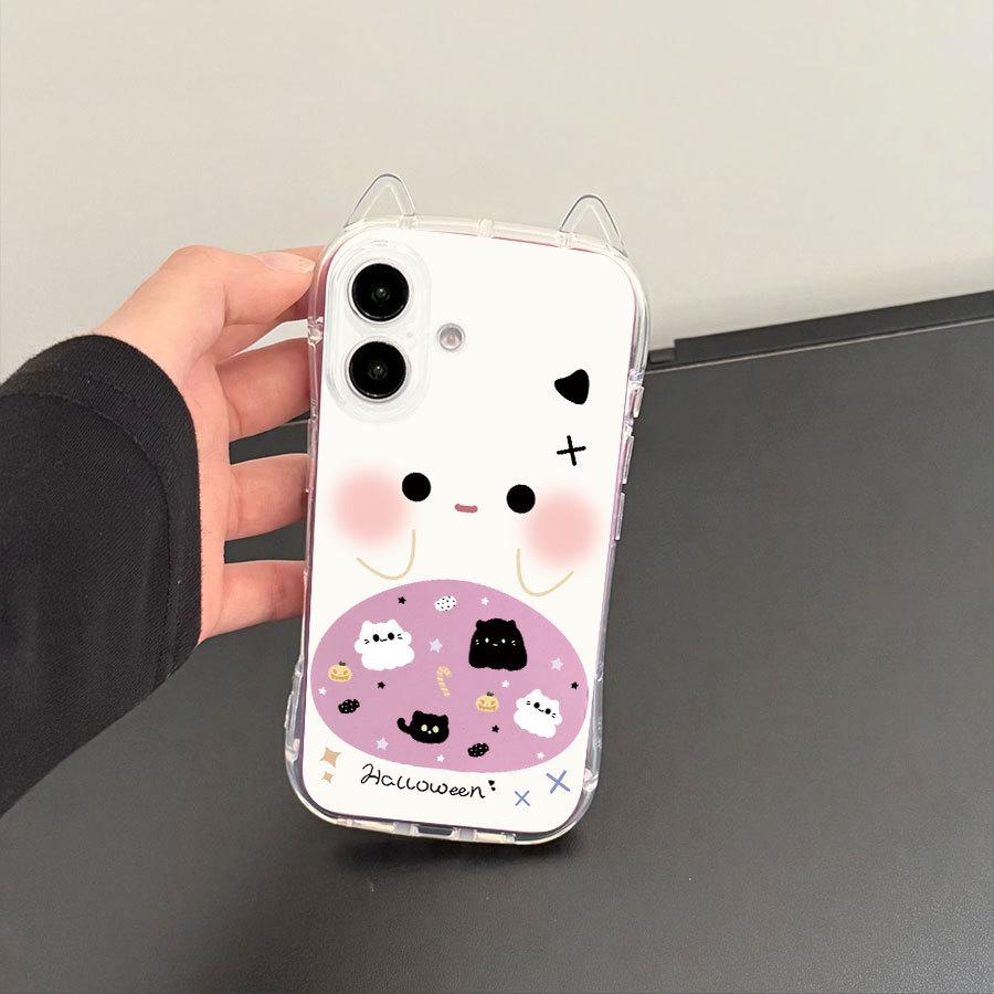 Průhledný kryt na telefon s kočičími oušky pro Apple iPhone 11-15 Pro Max