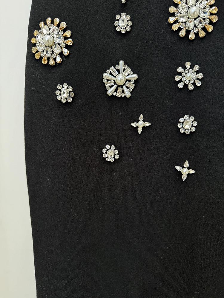 Elegant Rhinestone Beaded Ball Gown with Elastic Tank Skirt