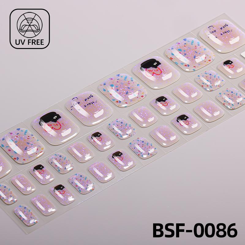 Popular Style New 3D Waterproof Nail Sticker Plastic UV Free Nail Wraps Toe Wraps