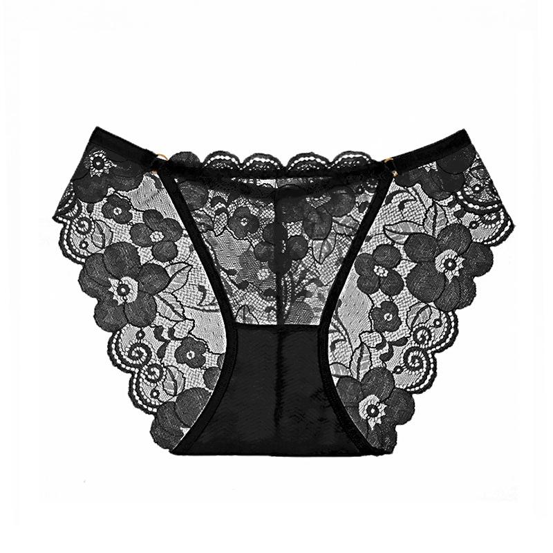 Luxury Women‘s Underwear Sexy Lace Transparent Temptation Briefs Low Waist Hip Hollow T Trousers